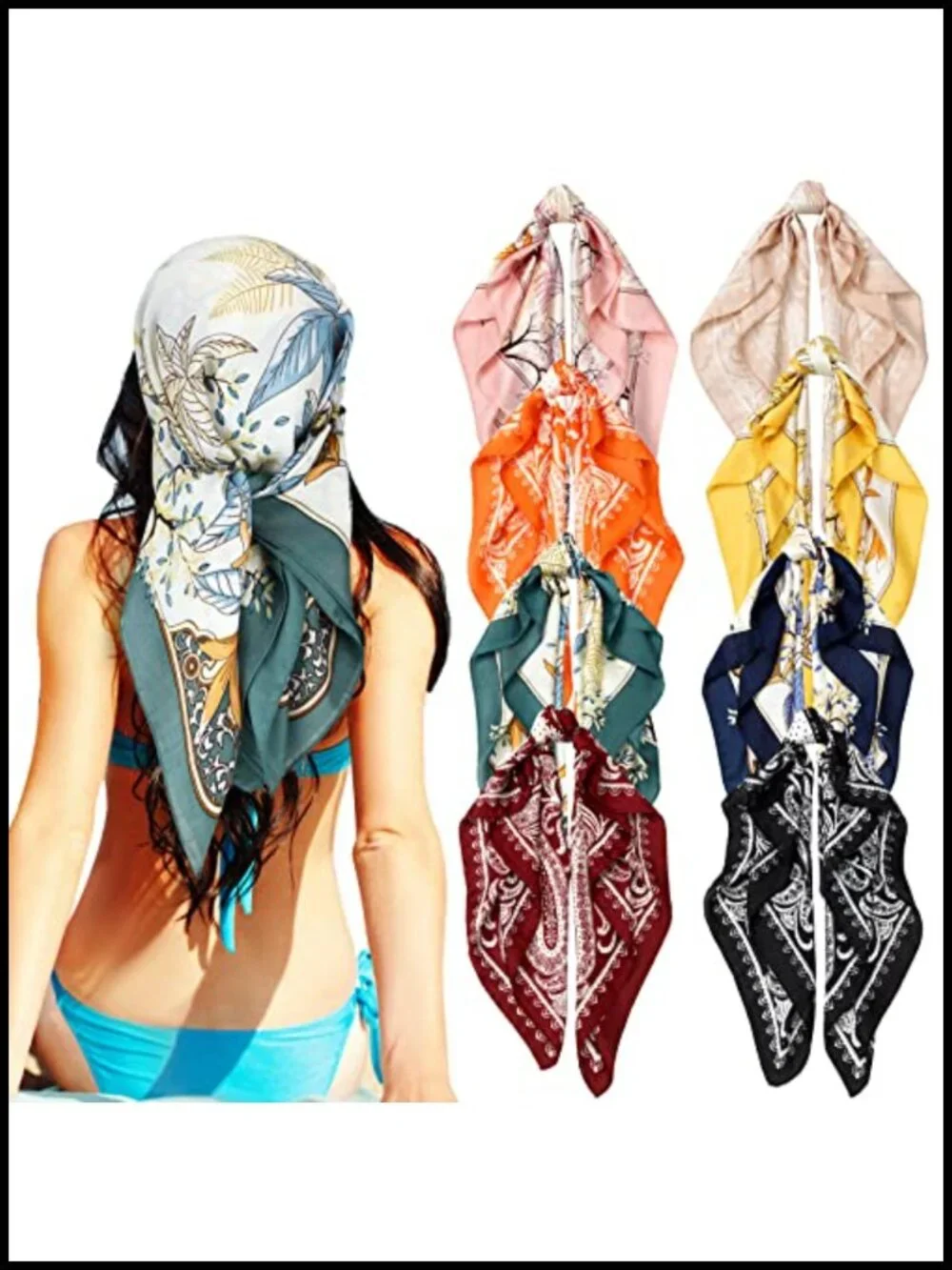8 Pack Satin Silk Square Scarves Women Head Hair Wrap Neck Scarf 27.5